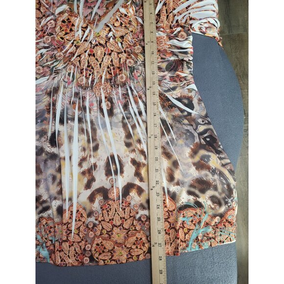 CANYON RIVER BLUES Womens Plus SZ 1X Artsy Stretch Tunic V Neck Top 3/4 Sleeve - Picture 6 of 7